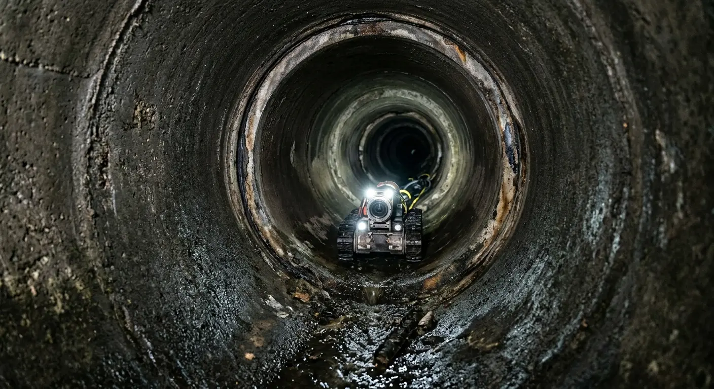 Robotic sewer camera inspecting pipe interior for Sewer Line Cleaning in Middleburg Heights